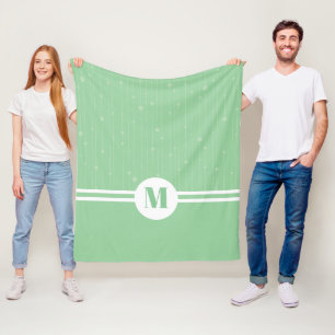 Mint grönt rand monogram pastel minimal ull fleecefilt