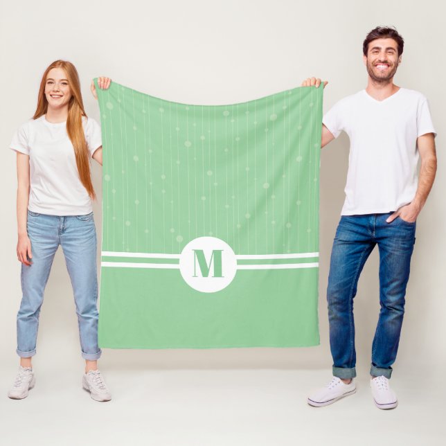 Mint grönt rand monogram pastel minimal ull fleecefilt (På plats)