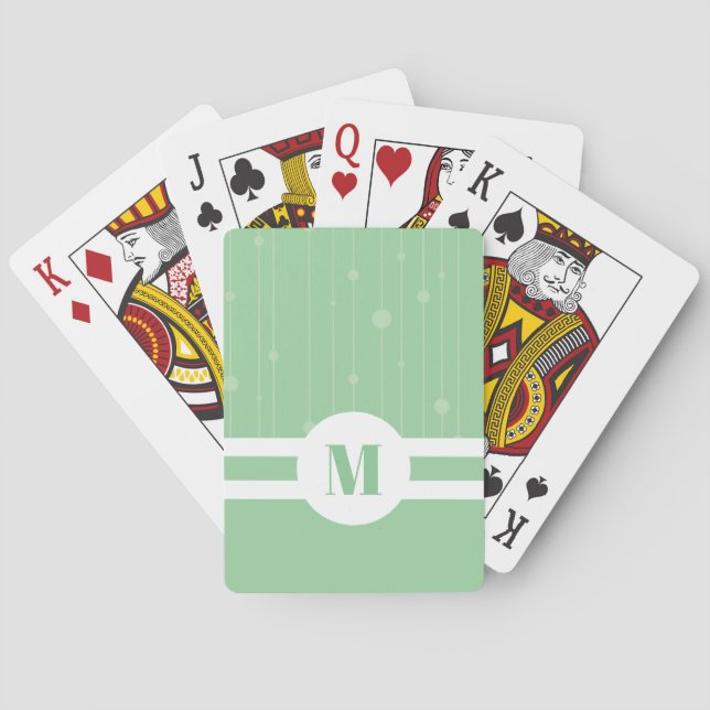 Mint grönt rand monogram pastel modern casinokort (Baksidan)