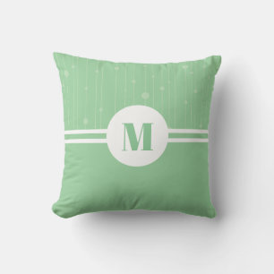 Mint grönt rand pastel minimal monogram brev kudde