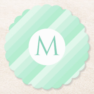 Mint Grönt Rand Trendig Modern Monogram-mall Underlägg Papper