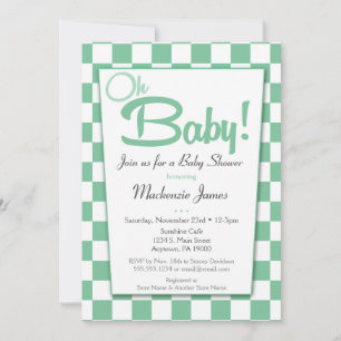 Mint Grönt Retro 50s-inbjudan till Middagen Baby S Inbjudningar