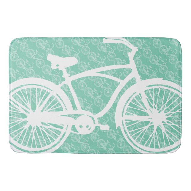 Mint Grönt Retro Boy's Fender Vintage Bicycle Badrumsmatta (Framsidan)