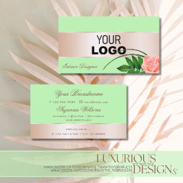 Mint Grönt Ro Decor Cute Flower med Logotyp Visitkort