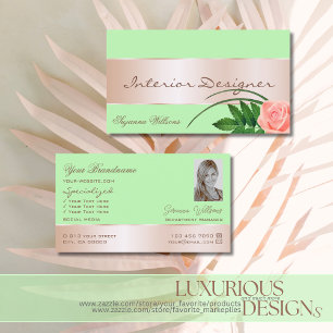 Mint Grönt Ro Decor Cute Flower med Photo Visitkort