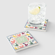 Mint Grönt  Rosa Blue Heart Art Mönster