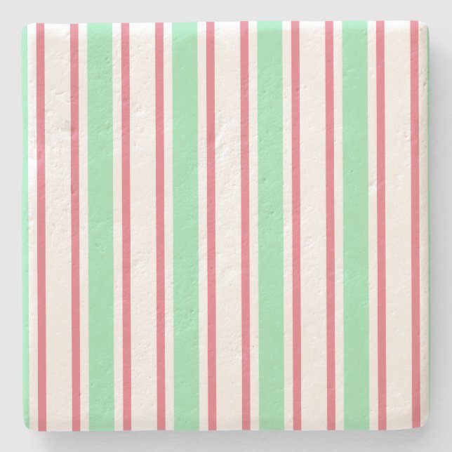 Mint grönt, rosa och vit kandiserad rand stenunderlägg (Framsidan)