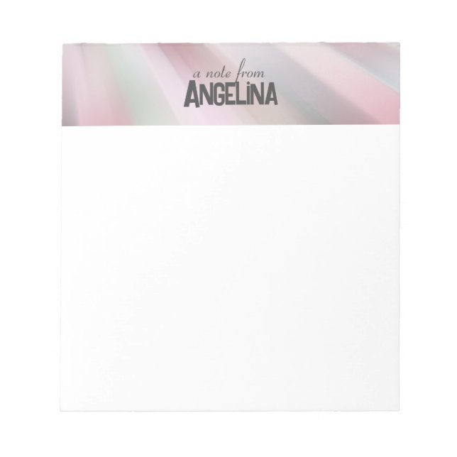 Mint grönt rosa strips grått brev anteckningsblock (Framsida)