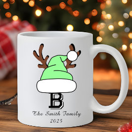 Mint Grönt Santa Hat Monogram-familjens jul Kaffemugg