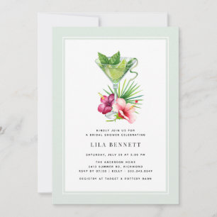 Mint Grönt Seafoam Blommigt Cocktail-Möhippa Inbjudningar