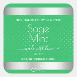 Mint Grönt Silver Metall Effect-förpackningsetiket Fyrkantigt Klistermärke