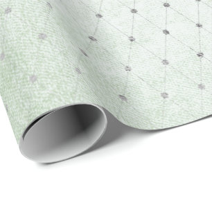 Mint Grönt Silver-punkter netto Fintvätt av diamet Presentpapper