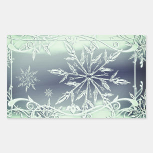 Mint grönt snowflake-dekal rektangulärt klistermärke