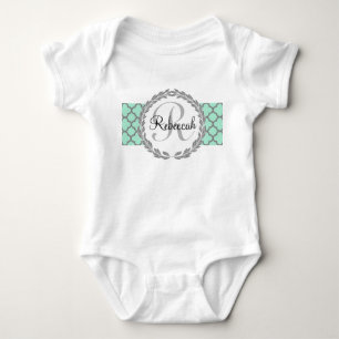 Mint Grönt Söt Monogram T-shirt