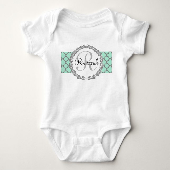 Mint Grönt Söt Monogram Tröja (Framsida)