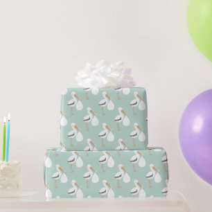 Mint Grönt Stork Mönster Presentpapper