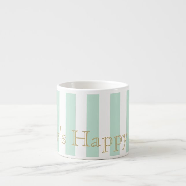 Mint Grönt Stripe Espresso Mugg Espressomugg (Framsidan)