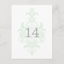 Mint Grönt Subtle Damask Bordsnummer Postcard