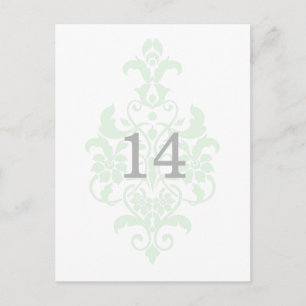 Mint Grönt Subtle Damask Bordsnummer Postcard