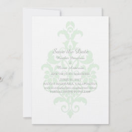 Mint Grönt Subtle Damask Save Date Inbjudan