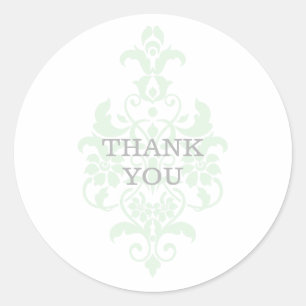 Mint Grönt Subtle Damask Tack Stickers Runt Klistermärke