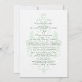 Mint Grönt Subtle Damask Wedding Inbjudan