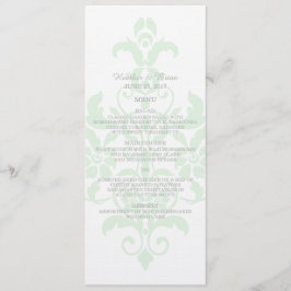 Mint Grönt Subtle Damask Wedding Menu Meny