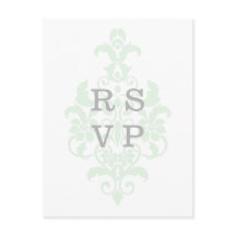 Mint Grönt Subtle Damask Wedding OSA Postcard