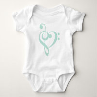 Mint Grönt Treble Clef & Bass Clef Heart