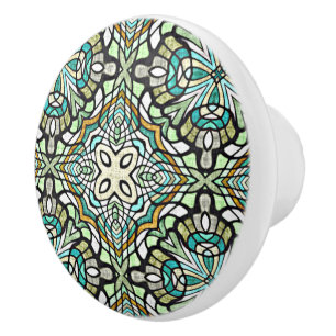 Mint Grönt Turcos Hip Bohemian Bali Art Motif Knopp