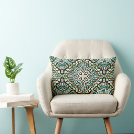 Mint Grönt Turcos Hip Bohemian Bali Art Motif Lumbarkudde