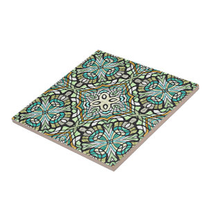 Mint Grönt Turcos Retro Nouveau Deco Mönster Kakelplatta