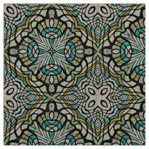 Mint Grönt Turcos Retro Nouveau Deco Mönster Tyg