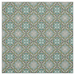 Mint Grönt Turcos Retro Nouveau Deco Mönster Tyg