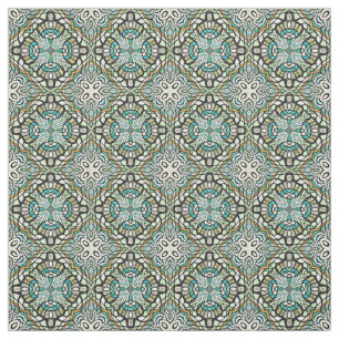 Mint Grönt Turquoise Morcocan Mosaic Mönster Tyg