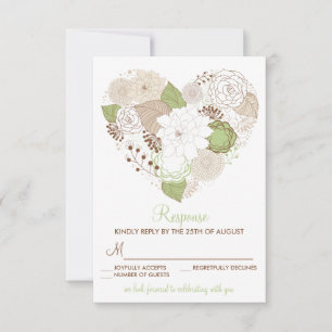 Mint Grönt Vår Heart Flowers OSA Responcard