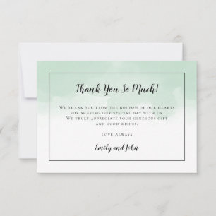Mint Grönt Watercolor Black Script Photo Bröllop Tack Kort