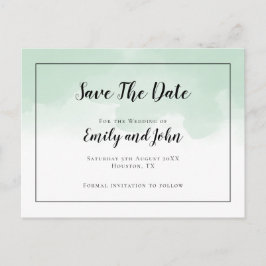 Mint Grönt Watercolor Black Script Spara datum Vykort
