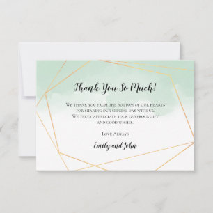 Mint Grönt Watercolor Guld Geometric Photo Tack Kort