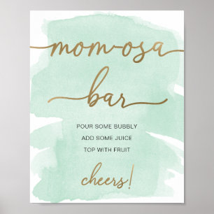Mint Grönt Watercolor Guld Mamma-osa Pub Sign Poster