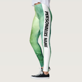 Mint Grönt Watercolor PERSONALIZE Leggings