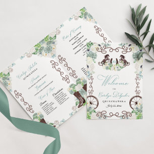 Mint Grönt Western Charro Quinceañera-program Inbjudan
