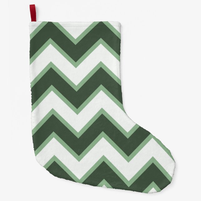 Mint Grönt White Chevron Stor Julstrumpa (Framsidan)
