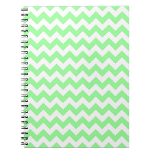 Mint Grönt White Chevron Zig-Zag Mönster Anteckningsbok Med Spiral