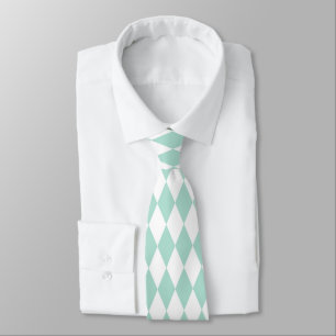 Mint Grönt & White Diamond Shapes Retro Neck Tie Slips