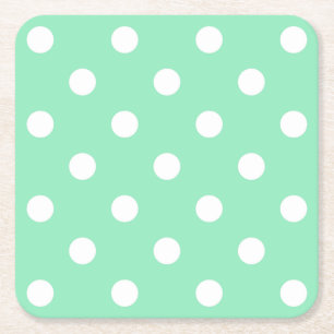 Mint Grönt White Dot Elegant Vintage Template Underlägg Papper Kvadrat