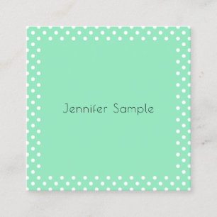 Mint Grönt White Dots Elegant Template Modern Fyrkantigt Visitkort