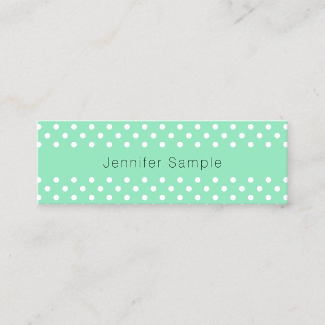 Mint Grönt White Dots Modern Elegant Template Mini Visitkort (Framsida)