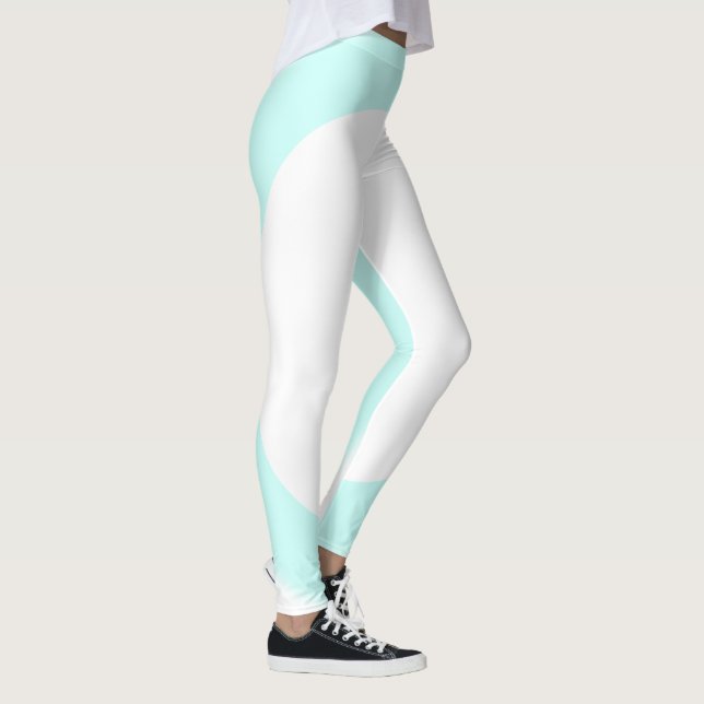 Mint Grönt White Färg Modern Elegant Template Leggings (Höger)