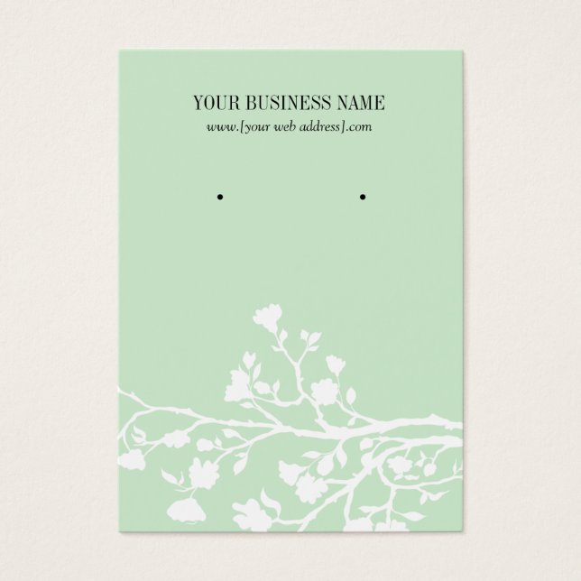 Mint Grönt White Flowers Anpassningsbar Earring Ca Visitkort (Framsidan)